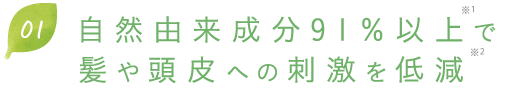 自然由来成分91％以上で髪や頭皮への刺激を低減